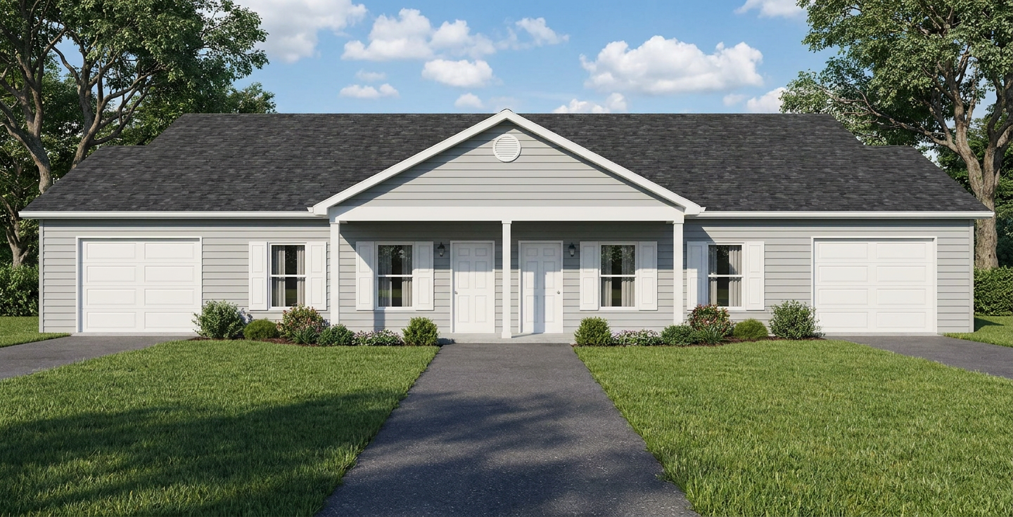 J0222-13d, duplex design with garage